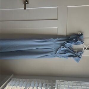 Elegant Light Blue Ruffle Jumpsuit